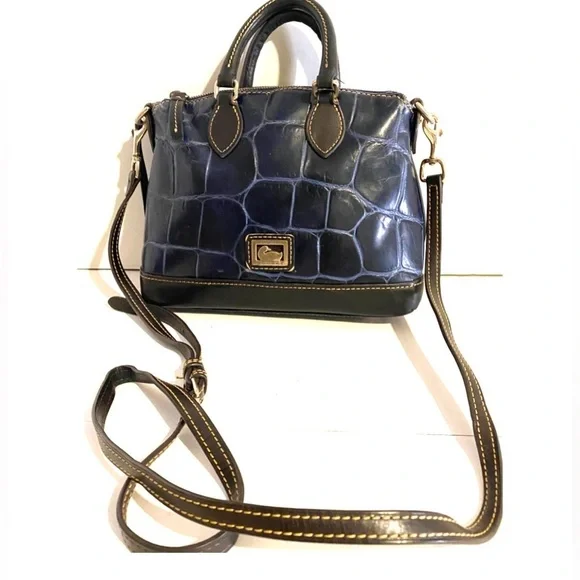 Dooney bourke Elegant navy blue black leather crossbody Handbag - Picture 1 of 8